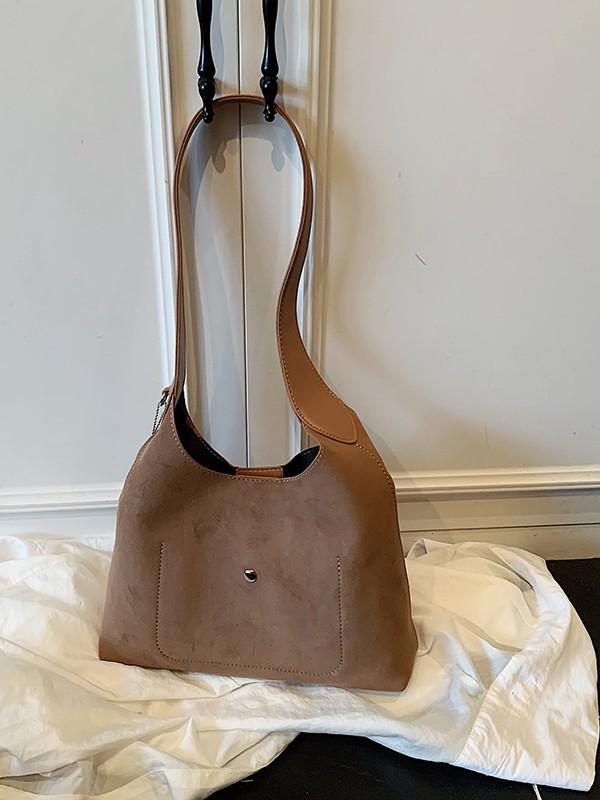 Große Wildleder-Tasche mit Leopardenmuster im koreanischen Stil - Mode Herbst/Winter 2025 Retro Ein-Schulter Umhängetasche für Damen