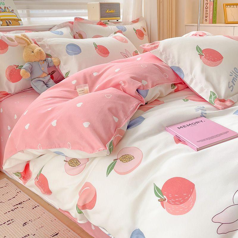 Zestaw czteroczęściowy Klasy A Domowy Gruby Przyjazny dla skóry Piaskowany Twill Ins Kreskówkowy Pokrowiec na kołdrę Zestaw trzyczęściowy na łóżko do akademika