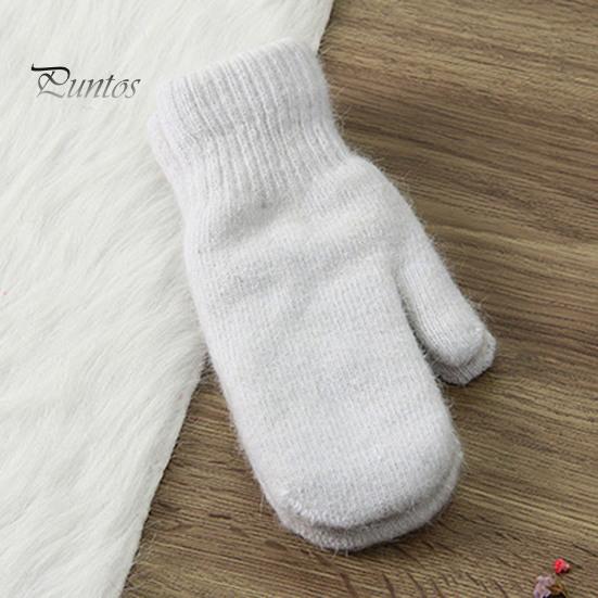Adults Mittens 1 Pair Women Double-layers Cute Stretchy Soft Thickened Cold Female Resistant Solid Color Autumn Winter Girls Gloves for Riding