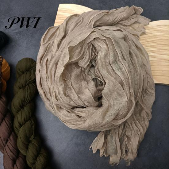 Unisex Long Scarf Women Solid Color Pleated Retro Autumn Warm Winter Soft Vintage Inspired