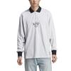 adidas Embroidered Letter Colorblock Loose Long Sleeve Polo Shirt Men Tops Gray IM4585