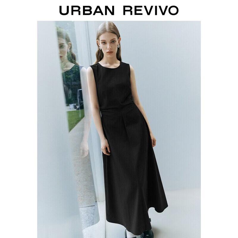 UR2026 Women s Pleated Tie-Waist Dress XS