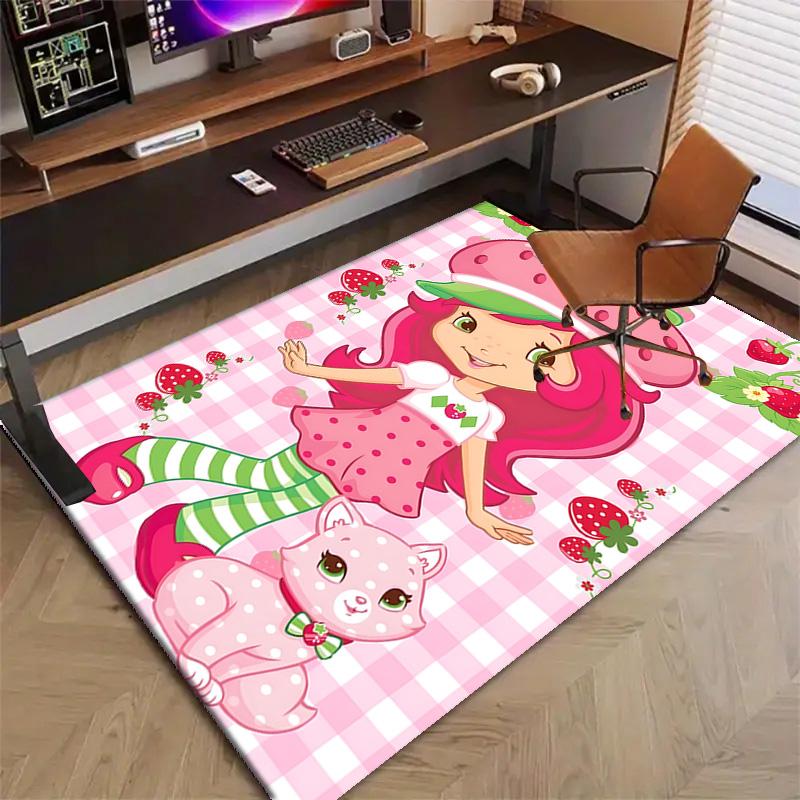 1pc Princess Strawberry (13) Design Printed Area Rug Carpet for Bedroom Living Room Home Decor Rugs Mat Non Slip Mat Rug for Bedside
