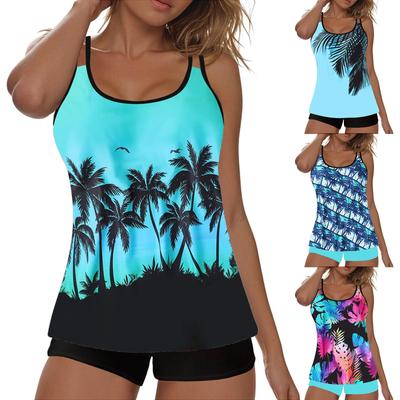 Womens Swim Shirts And Shorts New Large Size Swimsuit Women European And Solid Color Simple Split Romper Women Swimsuit