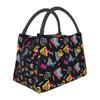 Retro 80s 90s Print Thermal Lunch Bag for Women Reusable Portable Waterproof Insulated Bento Lunch Box for Travel Picnic Work