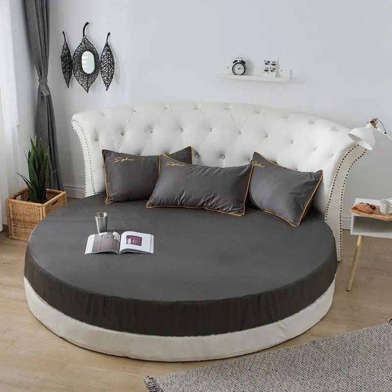 

180x180cm/200x200cm Cotton Round Bed Fitted Sheet Round Bedspread Non-slip Mattress Cover Romantic Solid Color Round Bed Sheet 180x180cm 1PC