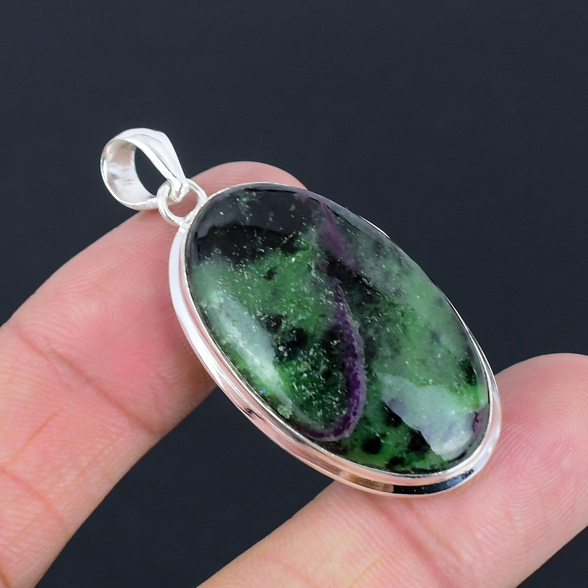 

Ruby Zoisite Gemstone Handmade 925 Sterling Silver Jewelry Pendant 1.89 зелёный