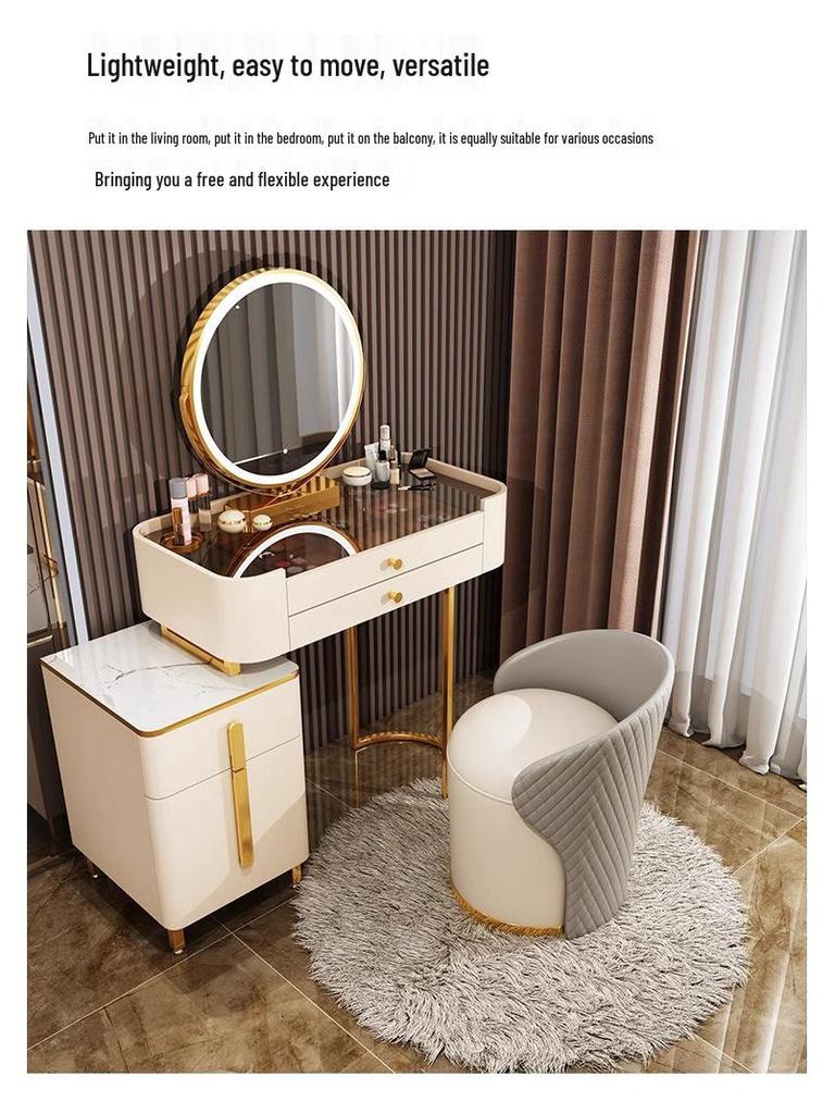 Same Day Delivery Luxurious Bedroom Vanity Stool: Solid Wood Swivel Makeup Chair with Backrest
