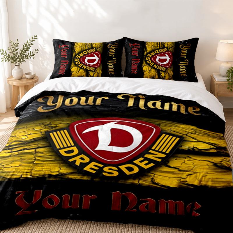 Dynamo Dresden Custom Name 3pc Set Perfect for Bedroom Use Comfortable Bedding Set Includes a Duvet Cover and Two Pillowcases Ideal Birthday or Christ