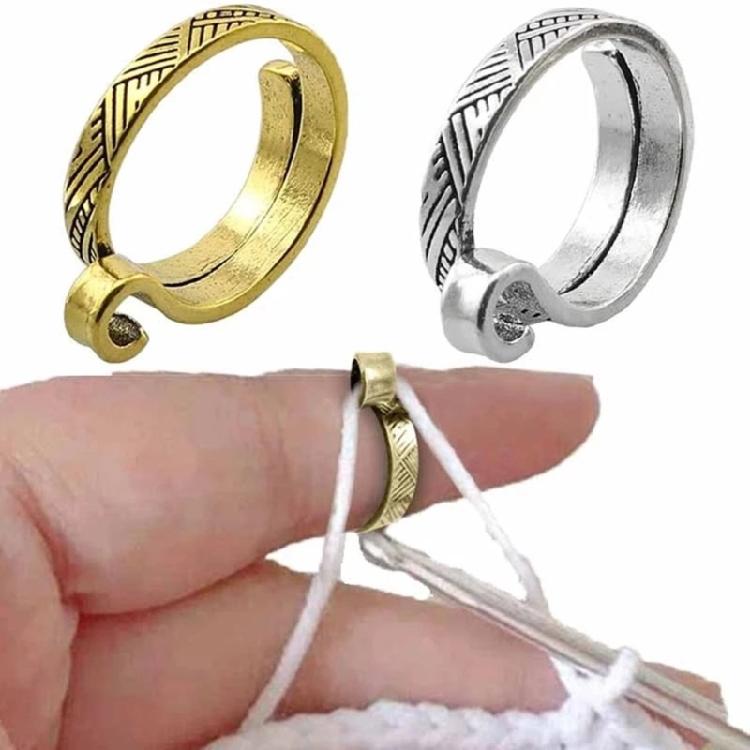 Adjustable Crochet Rings Thimble Metal Yarn Guide Finger Holder Rings