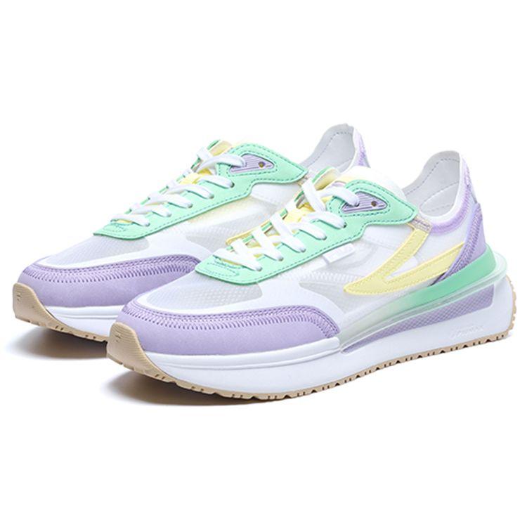 FILA Renno Mesh Fabric Synthetic Leather Comfortable Low-Top Lifestyle Sneakers Women sneakers White Purple F12W226122FWP