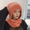 Women Korean Style Scarf Student Hat Integrated Earmuffs Cap Sleeve Plush Winter