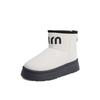 Moda 2024 Novas Botas Curtas de Neve de Inverno Sola Grossa Antiderrapante Pelúcia Fleece para Aquecimento Impermeável Preto Marrom Branco Sapatos Jeans para Mulheres