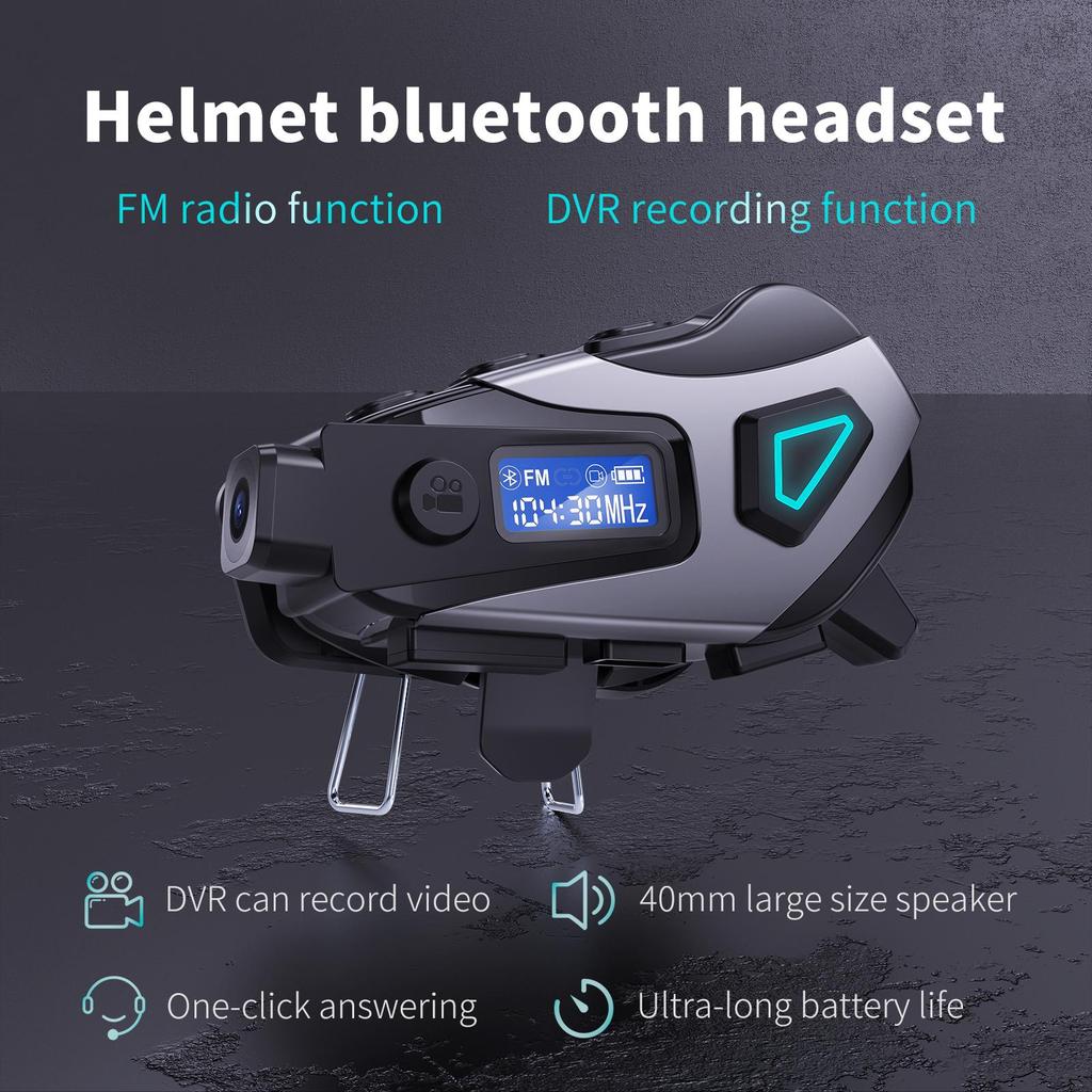 1080P HD Video Dashcam Wide-angle Lens FM+Bluetooth Motorcycle Helmet Headset Wireless Camera Waterproof Motorbike Recorder