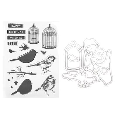 TPR שקוף חותם DIY אלבום הדבקות יצירת כרטיסים קישוט אלבום תמונות ציפור וכלוב ציפורים