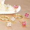 Luxury Flowers Pendant Piercing Earrings Set For Women Stainless Steel Colorful Zircon Hoop Earring Lady Jewelry aretes de mujer