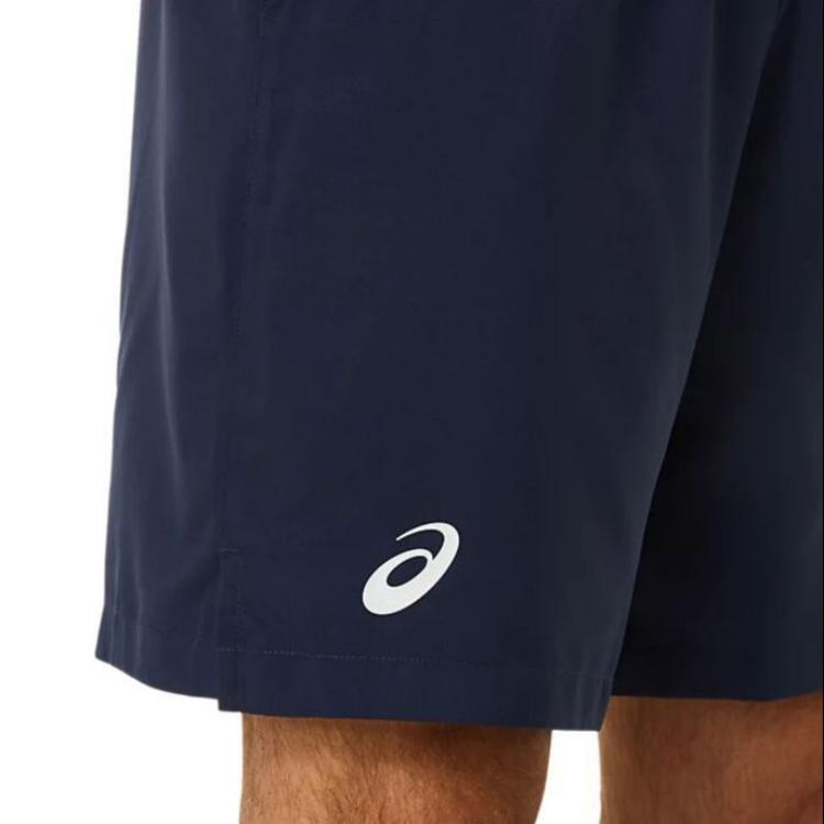 Asics Court 9In Short Logo Print Mid Waist Drawstring Straight Casual Shorts Men Shorts Midnight-Blue 2041A261-400
