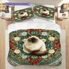 Weißes Katzenmuster Bettwäsche Steppdecke Set Deckenbezug Kissenbezug Heimdekoration Geburtstagsgeschenk (1 Bettbezug + 2 Kissenbezüge, ohne Füllung)