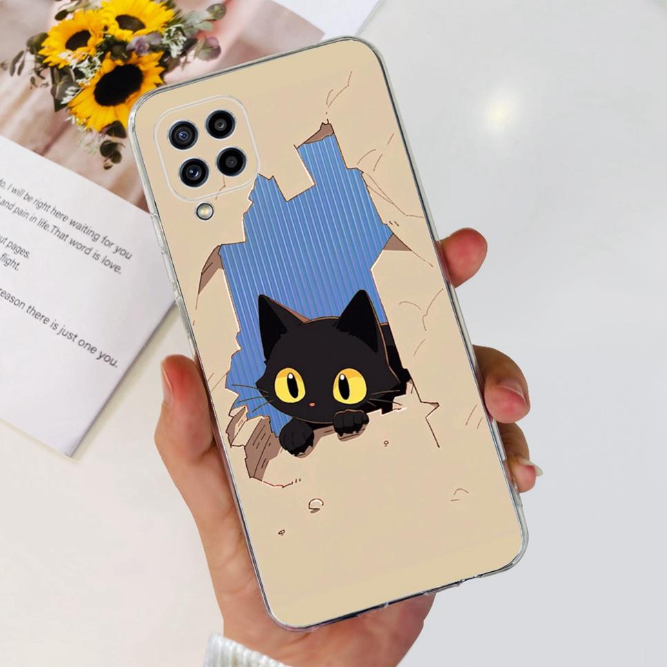 For Samsung Galaxy M32 4G Case New Floral Print TPU Soft Silicon Cover For Samsung M32 M 32 SM-M325FV Cute Cat Phone Case Fundas
