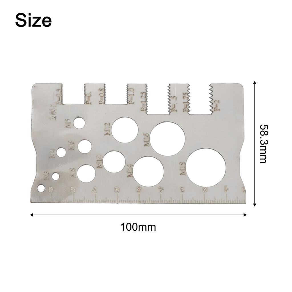 2 PCS Screw Thread Pitch Gauge Ruler Measuring Bolt Nut Metric Stainless Steel Thread Screw Measurement Ruler