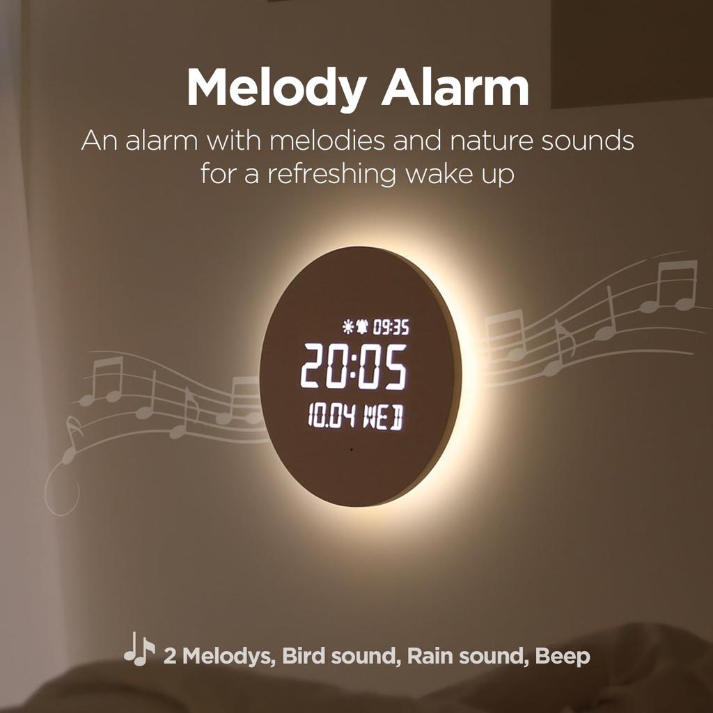 mooas Full Moon Backlight Night Light LED Wall Silent Wall 3 Usage Select 2 Ways of Wall Multifunctional LED Alarm Hour Remote 4 Levels of Brightness