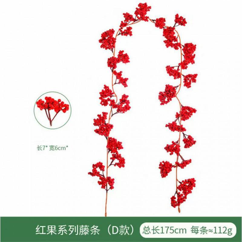 Artificial Red Berry Vine Garland Christmas Decor Holiday Party Home Wedding Styling