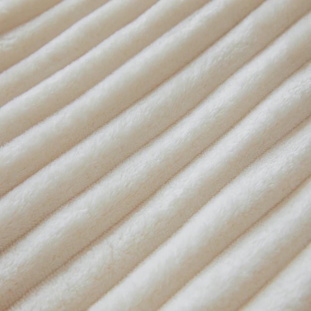 Wide Ribbed Flannel Fleece Blanket 300Gsm Ultra Soft Plush Throw Blanket Microfiber Cozy Warm Blanket For Couch Bed Sofa Travel