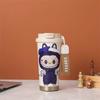 Labub 304 stainless steel thermos cup cartoon pattern portable lily of the valley cup girls high value with straw fashion