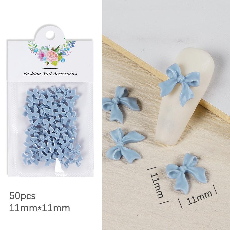 50pcs/lot Black White Bowknot Nail Art Charm Decorations 3D Nail Ornament Jewelry Classic Manicure DIY Resin Accessories