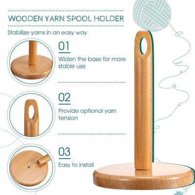 Portable Yarn Holder Wooden Portable Dispenser With Hole Crochet Thread Holder For Knitting Sewing Crafting Embroidery Stitching