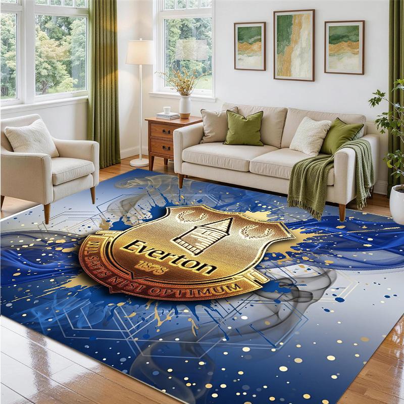 Everton Football Design Crystal Velvet Rug Soft Decorative Mat for Bedroom Entrance