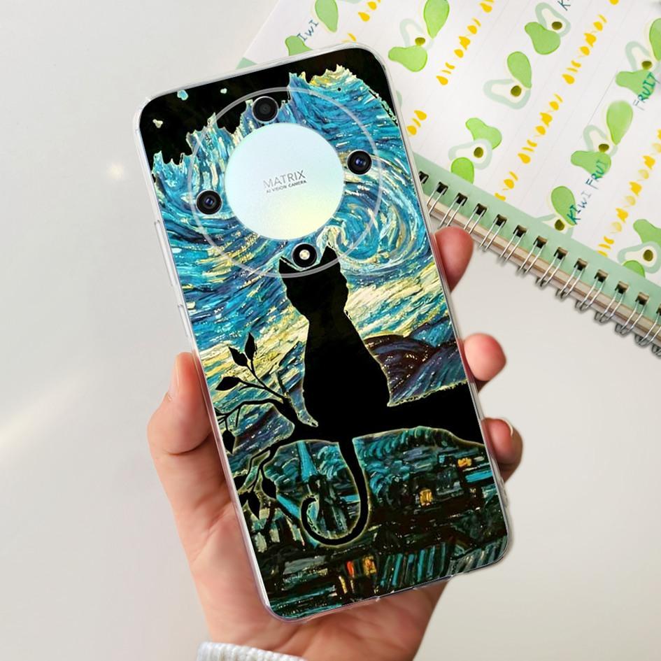 For Honor X9b 5G Case ALI-NX1 Popular Flower Soft Clear Silicon TPU Cover For Honor X9a RMO-NX1 HonorX9 ANY-NX1 Shockproof Funda