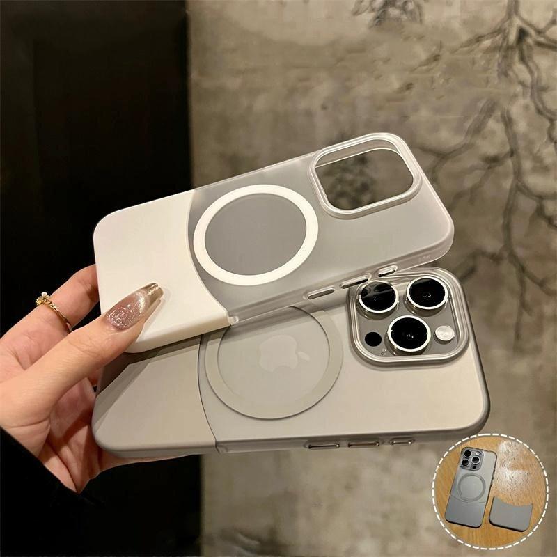 Original Ultra Thin Matte Magnetic Wireless Charge 2 IN 1 Clear Case For For Iphone 15 14 Plus 13 12 11 Pro Max Magsafe Hard Cover