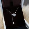 925 Silver Gourd Tassel Pendant Necklace Women Fashion Rhinestone Chain Autumn Winter