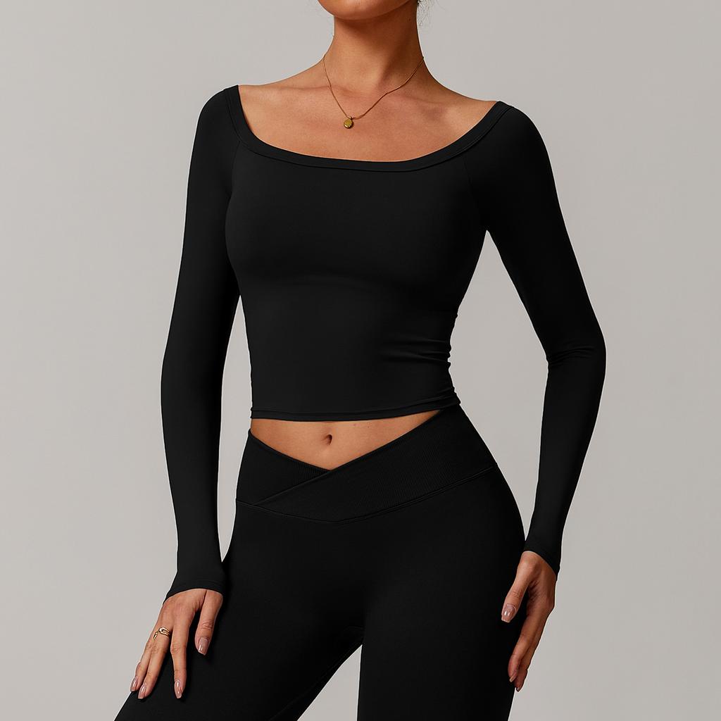 New Yoga Long Sleeved T-Shirt For Women, Sexy One Shoulder Long Sleeved, Brushed, Tight Fitting Sports And Fitness Top For Women