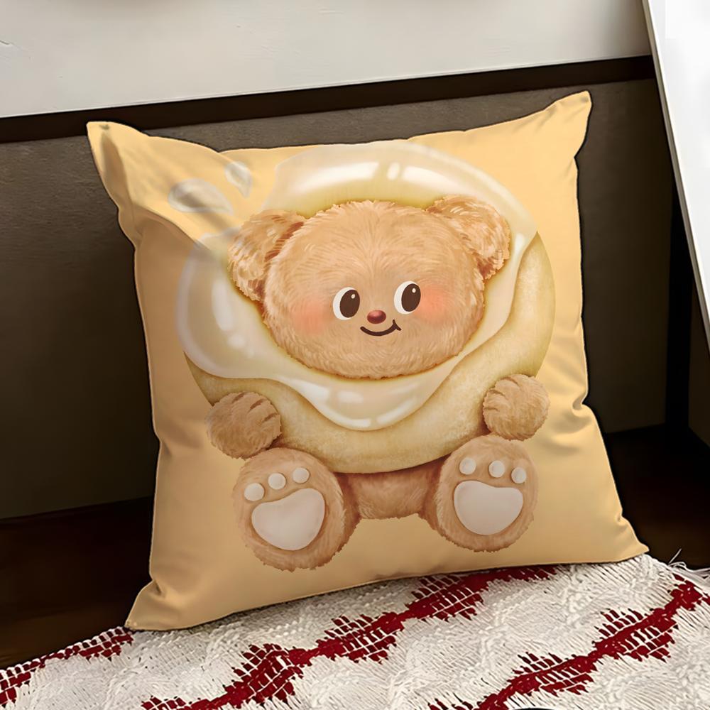 Cartoon BButter BBear Cushion Cover Reversible Soft Durable Pillow Cover Home Car MultiScene Use for Daily Comfort