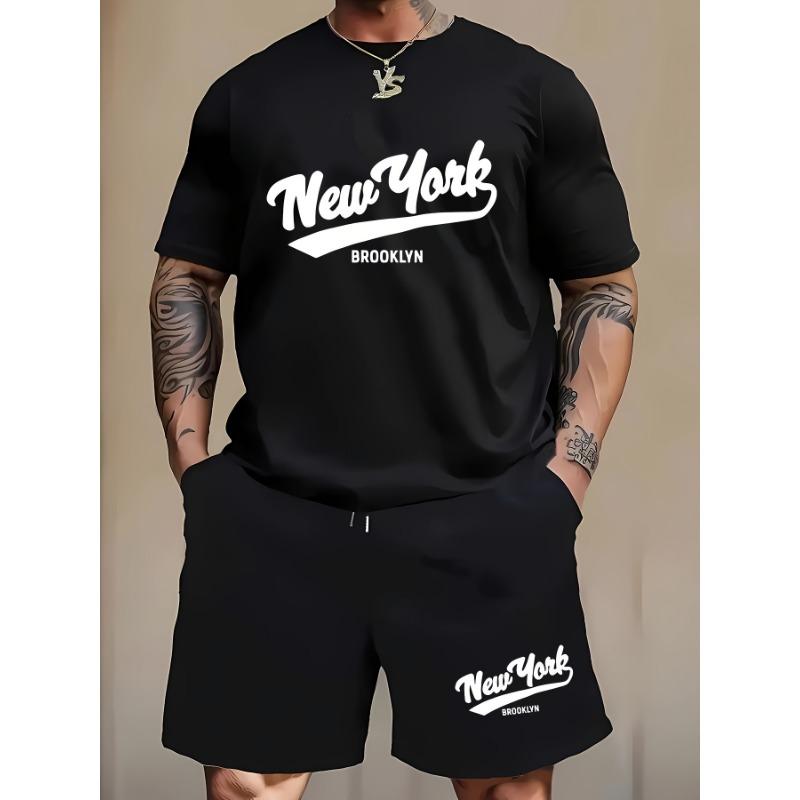 Summer 2025 New Men's Suit: Summer Short-sleeved T-shirt Top, Casual Street Wear and Comfortable Top, Simple Letter Print Men's