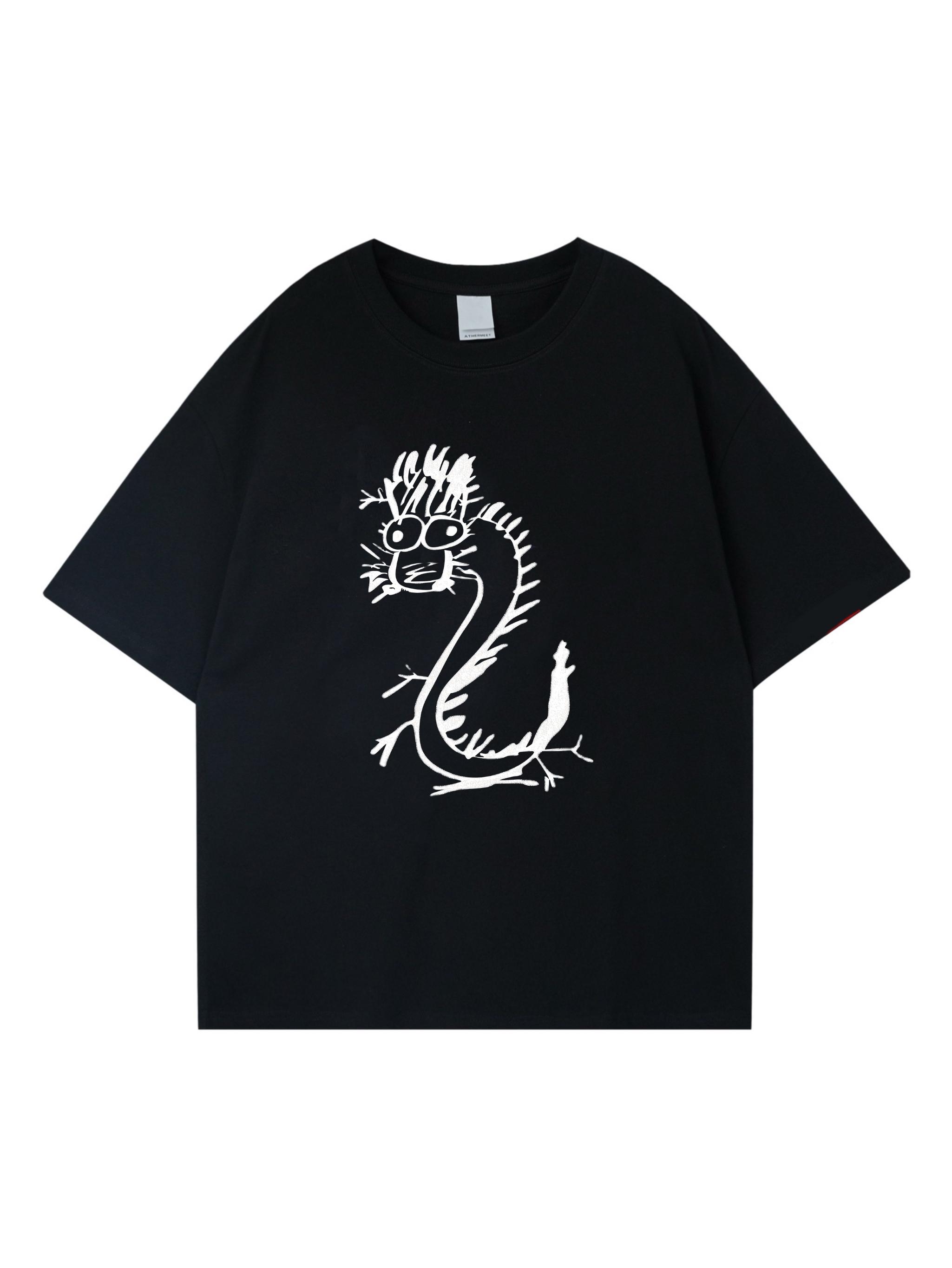 Chinese dragon pattern printed T-shirt Summer Leisure High-end Versatile Breathable Pure cotton Men s And Women s Y2K T-Shirt 4XL