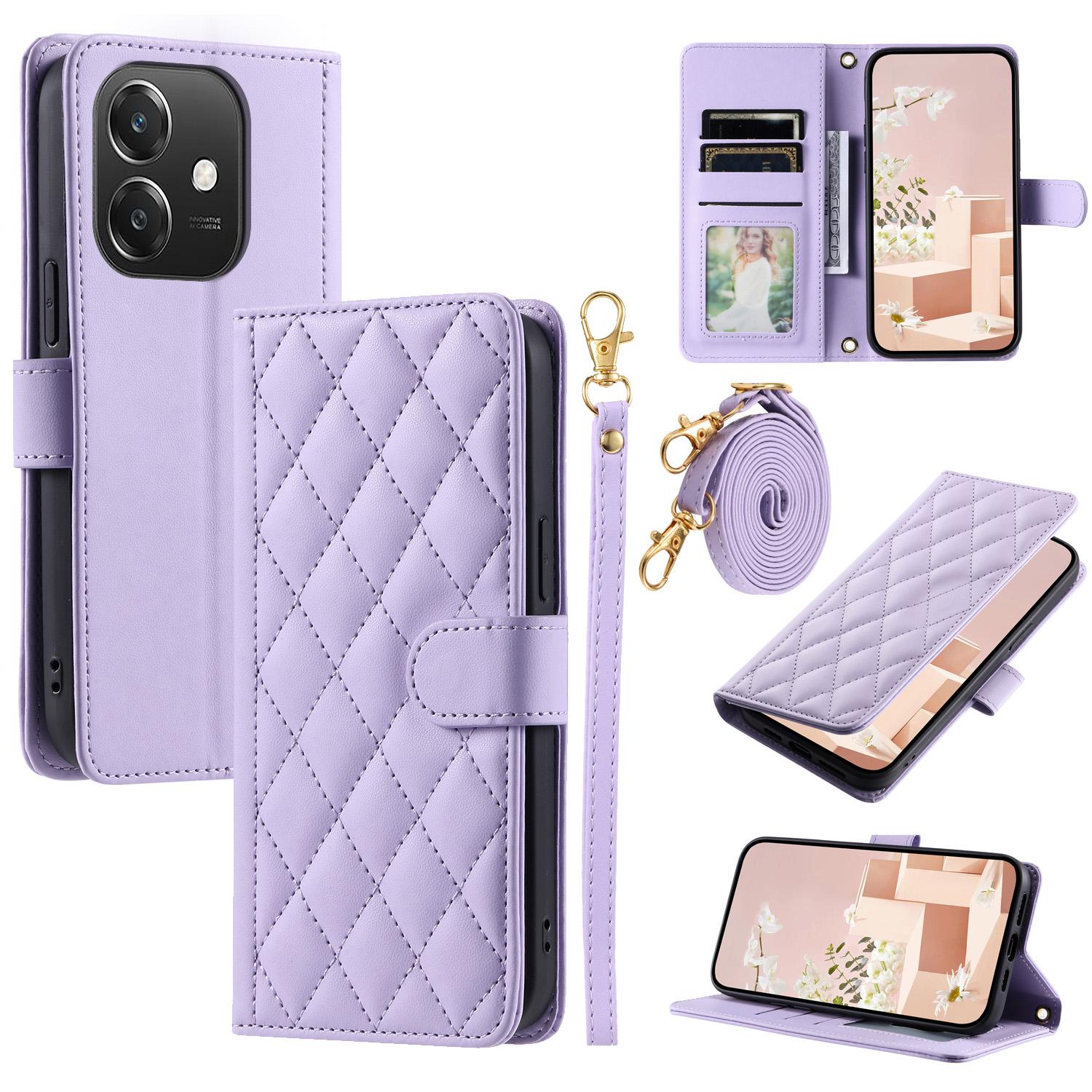 

Leather Case for Oppo A3x 4G/5G (India)/A3 4G/5G/A40 4G/A60 5G Wallet Rhombus Grid Phone Cover C