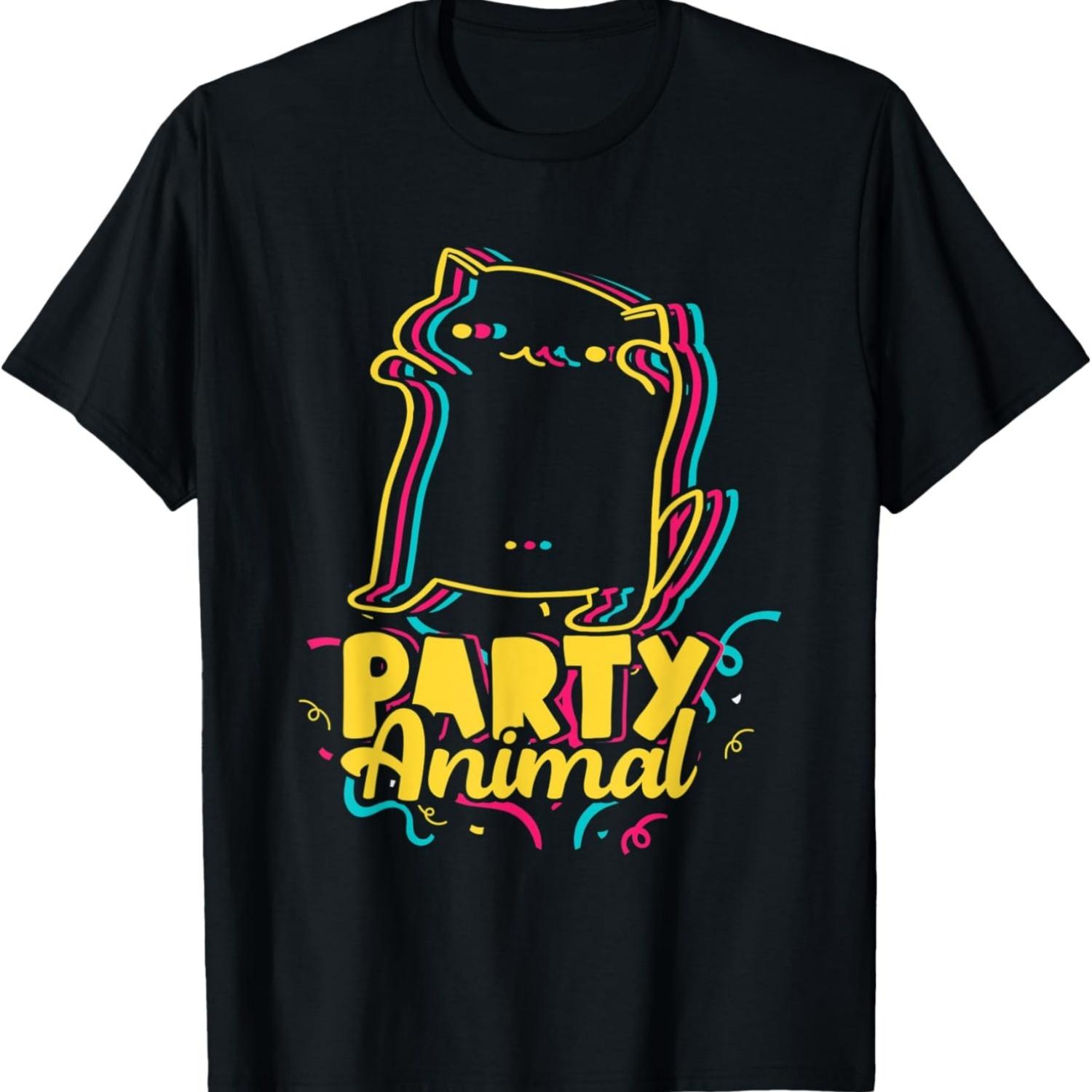 Funny Party Animal _ Disco _ Dancing Cat Meme T-Shirt S чёрный
