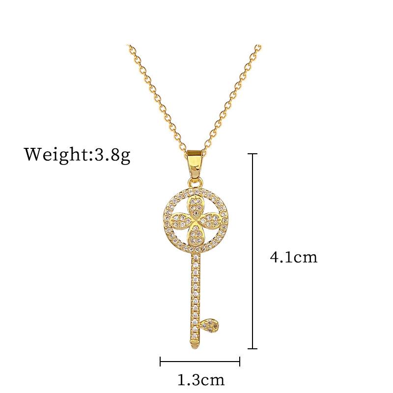 Lucky Necklace Women'S Copper Micro-Inlaid Real Gold Electroplating Simple And Exquisite Clavicle Chain Neck Chain