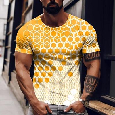 Men's T Shirt Tee Tee Graphic Geometry Crew Neck Clothing Apparel 3D Print Outdoor Casual Short Sleeve Print Fashion Designer Vintage