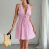 Women Fashion Sleeveless Striped Deep V-neck Summer Dress