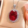 Jewelry Copper Bottom Gold-Plated Simulation Red Corundum High-End Jewelry Set Women'S Stone 15 * 20