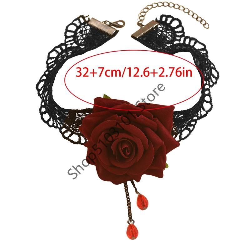 Gothic Flower Choker Necklace For Women Lace Rose Blossom Neck Chain Neck Accessory Halloween Jewelry
