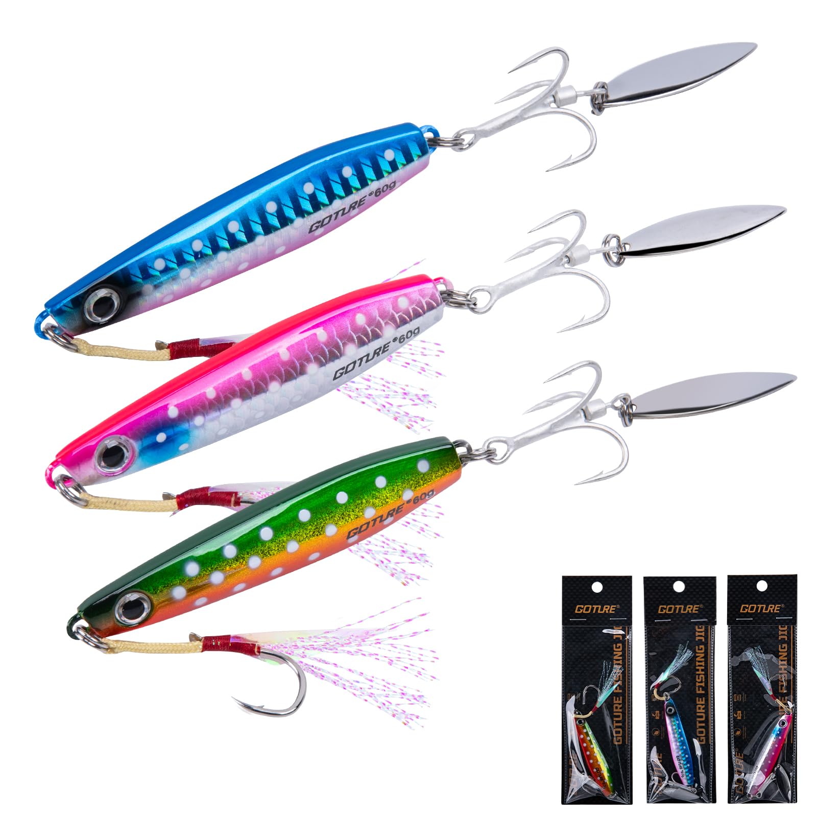 Goture Metal Jig 60g Set D Luminous Long Shot Fish 60g