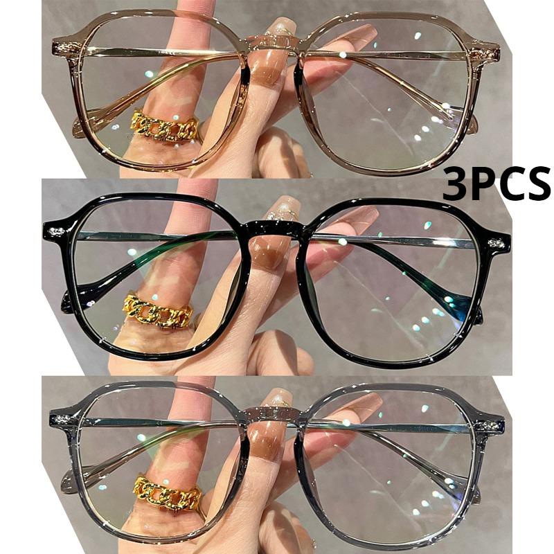 3PCS Ultra Light Myopia Glasses Men Women Minus Diopter Eyeglasses Trendy Large Size Square Frame Near Sight Eyewear Eyeglasses