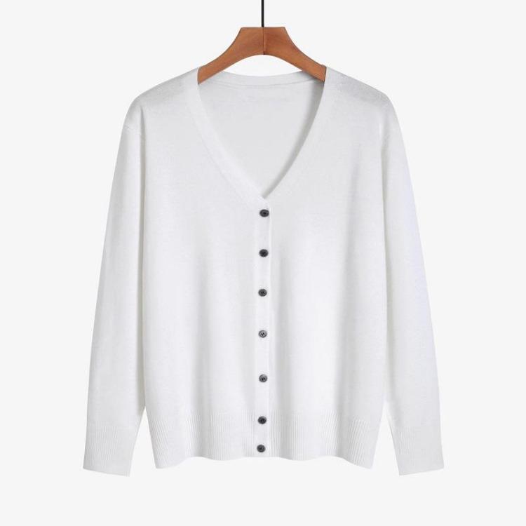 Sweater Women Long Sleeve Knitted Button Color Cardigan