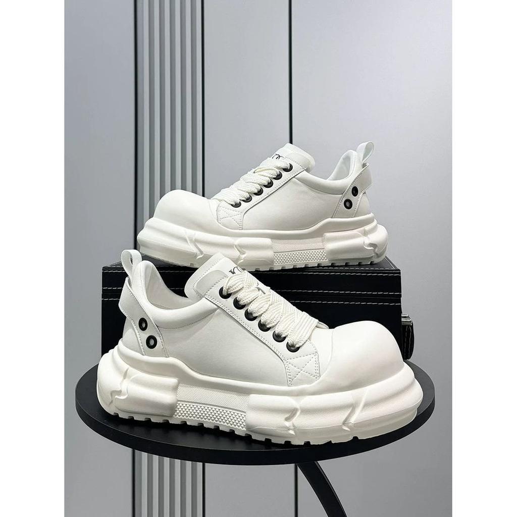 Ugly Cute Big Head Men's  New Black and White Round Head Thick Sole Inner Height-increasing Breadboard Shoes