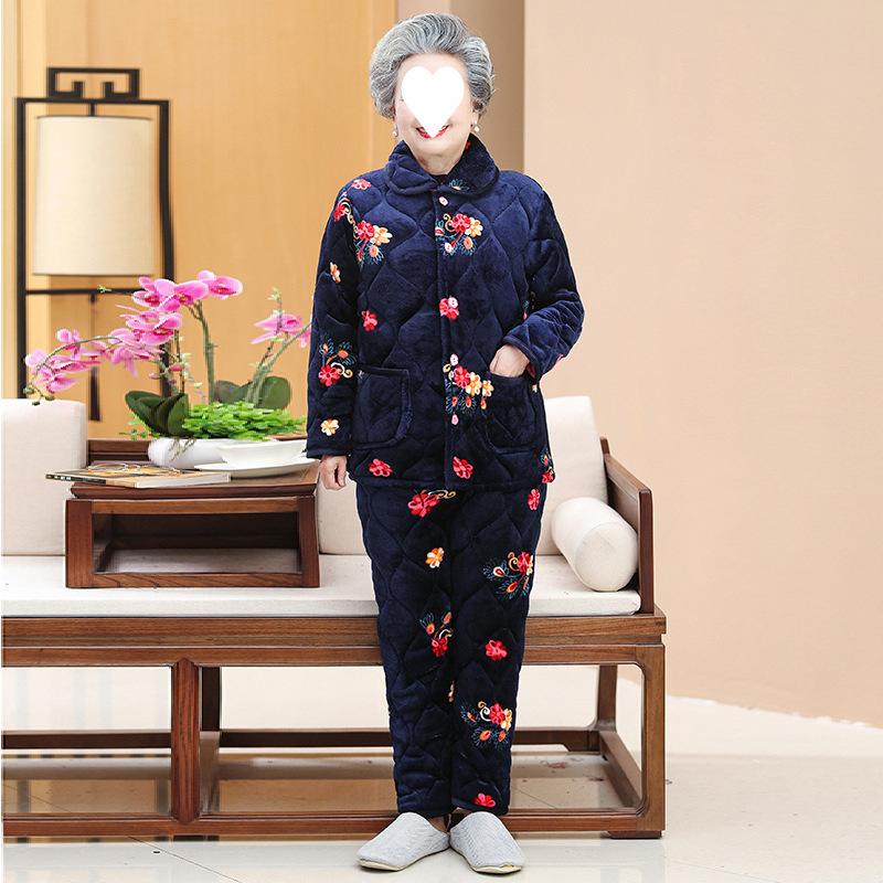Homewear women's three-layer thickened pajamas winter clothing velvet padded set